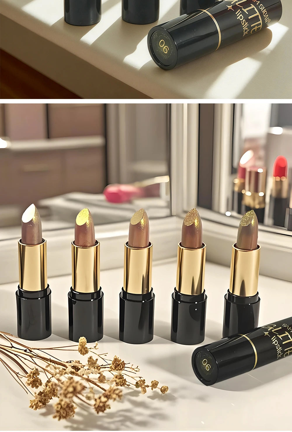 Shimmer Lipstick Moisturizing Long Lasting Waterproof Non Transfer Pearlescent Glossy Lip Gloss