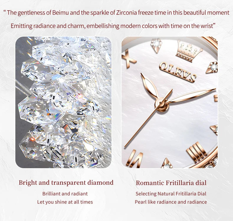 OLEVS 9971 Diamond Fishbone Women  Watch Luxury Brand Quartz Watch Elegant Bracelet Set Gift Box Waterproof HD Dial Women Watch
