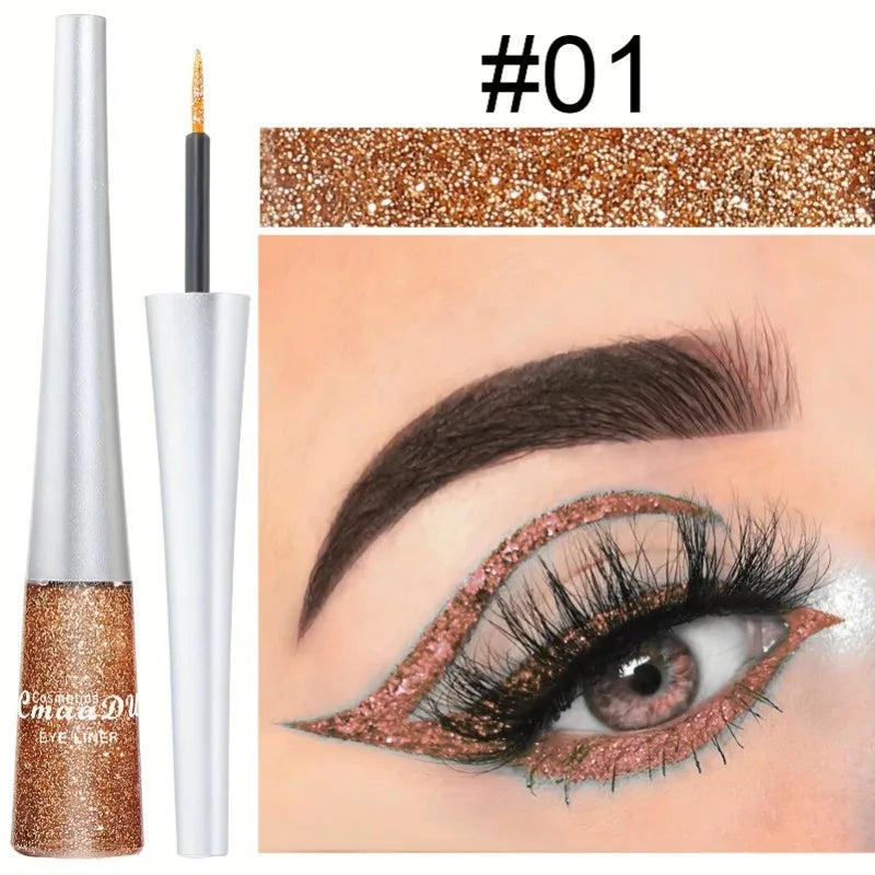 1PC Glittering Liquid Eye Shadow, Eyeliner, Pearlescent Sequins, High Saturation, Easy Makeup Removal, Suitable for Festivals