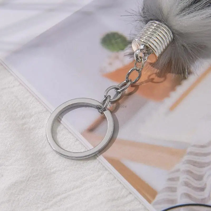 Plush Tail Charm Keychain Animal Tail Pendant Keychain Holder