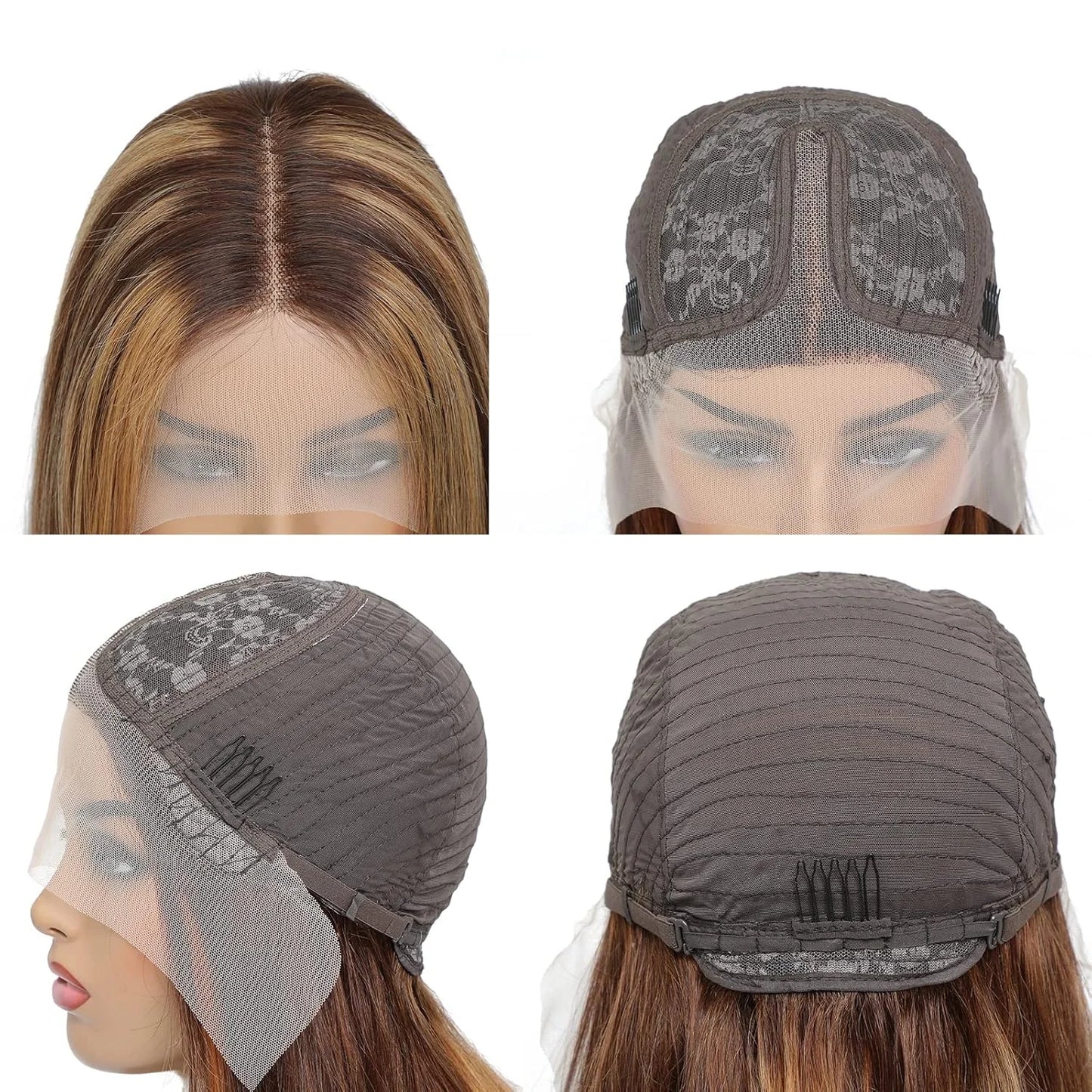 Brazilian 4x4 Lace Closure Wig Highlight Colored Human Hair Wigs Highlight Brown Bob Wigs Straight Remy Hair 180 Density On Sale