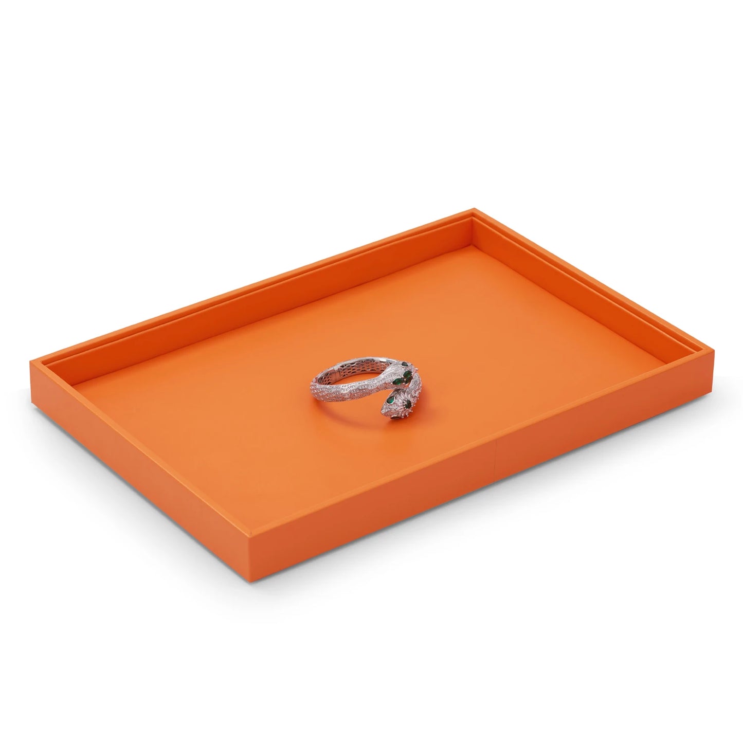 Oirlv New Luxury Orange Leather Stackable Jewelry Tray Jewelry Drawer Organizer Trays Rings Earrings Storage Display Props