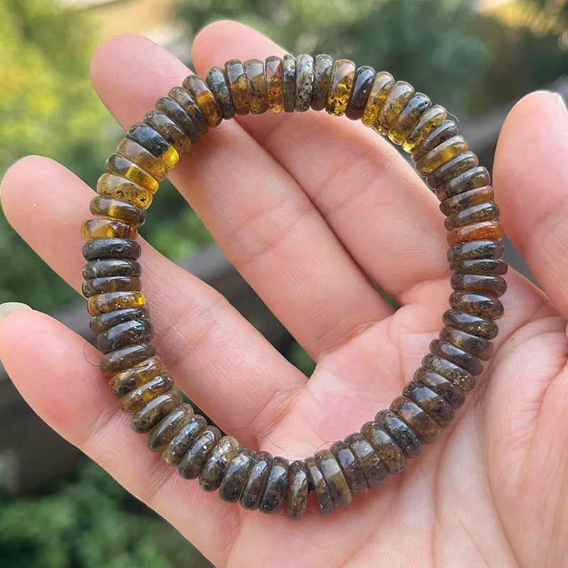 Baltic Plant Amber Bracelet for Women Gift Unique Handmade Irregular Golden Beads New Natural Stone Jewelry Supplier Wholesale