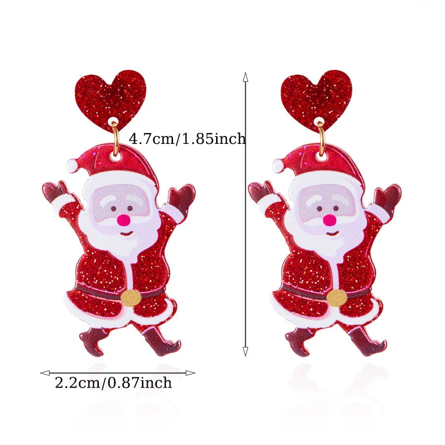 Stylish Christmas Elements Women Earrings Santa Claus Milu Deer Tree Pendant Eardrop Trinket Girls Gift Ear Atmosphere Ornaments