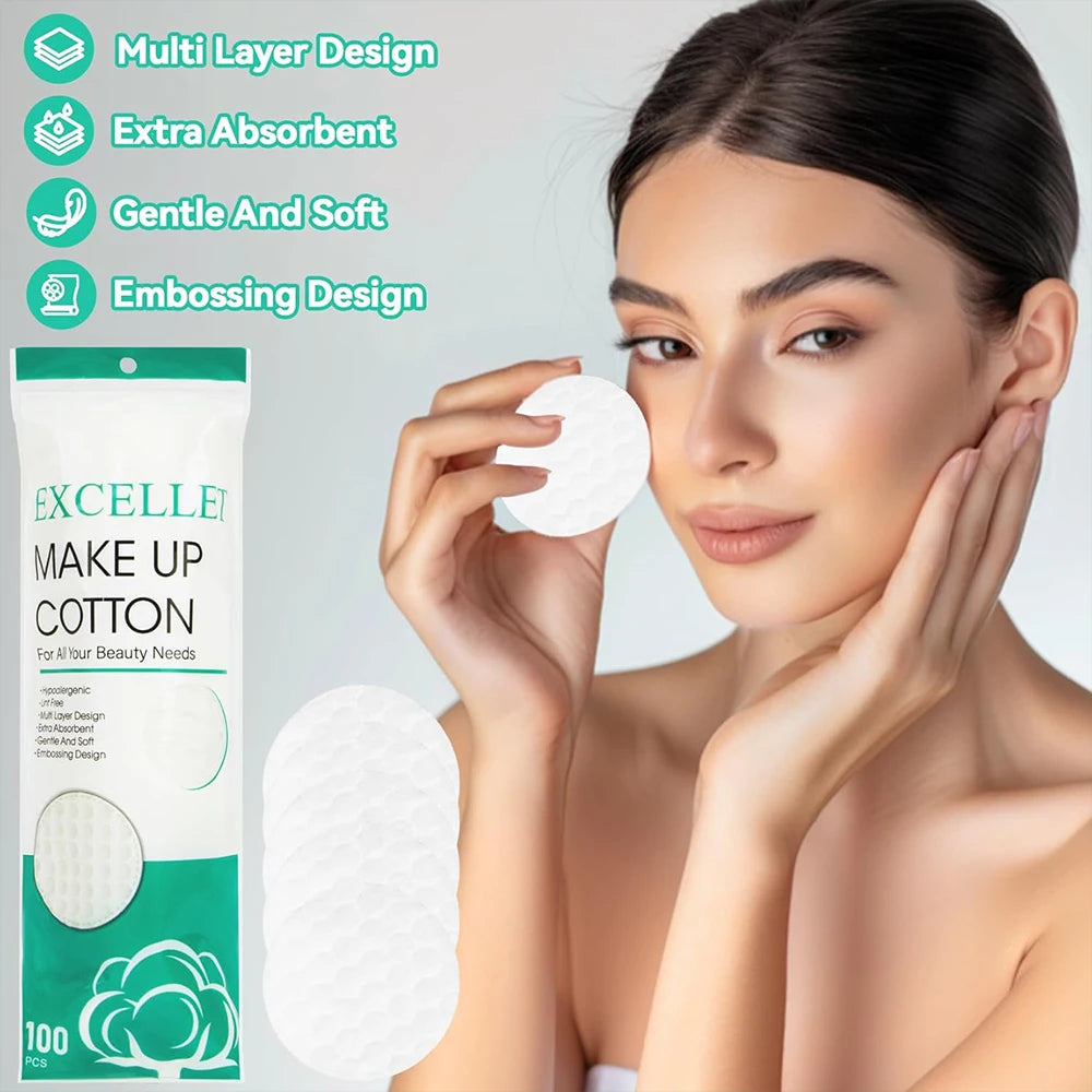 100/200/300/500Pcs/Pack Cotton Rounds Cosmetic Cotton Pads Round Ultra Soft  for Makeup Removal Skin Care Facial Cleaning