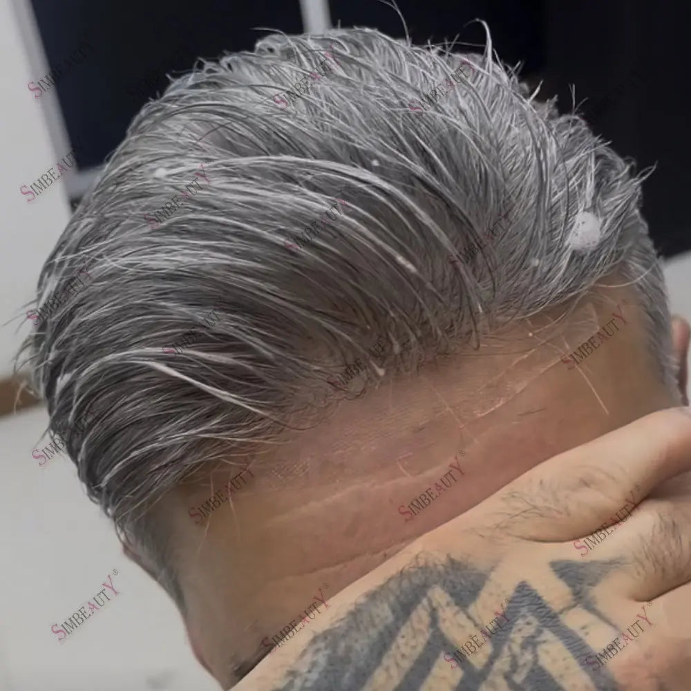 1B20 1B50 Grey Black Hair Breathable Q6 Human Hair Toupee for Men Natural Hairline Bleach Knots Swiss Lace Capillary Prosthesis