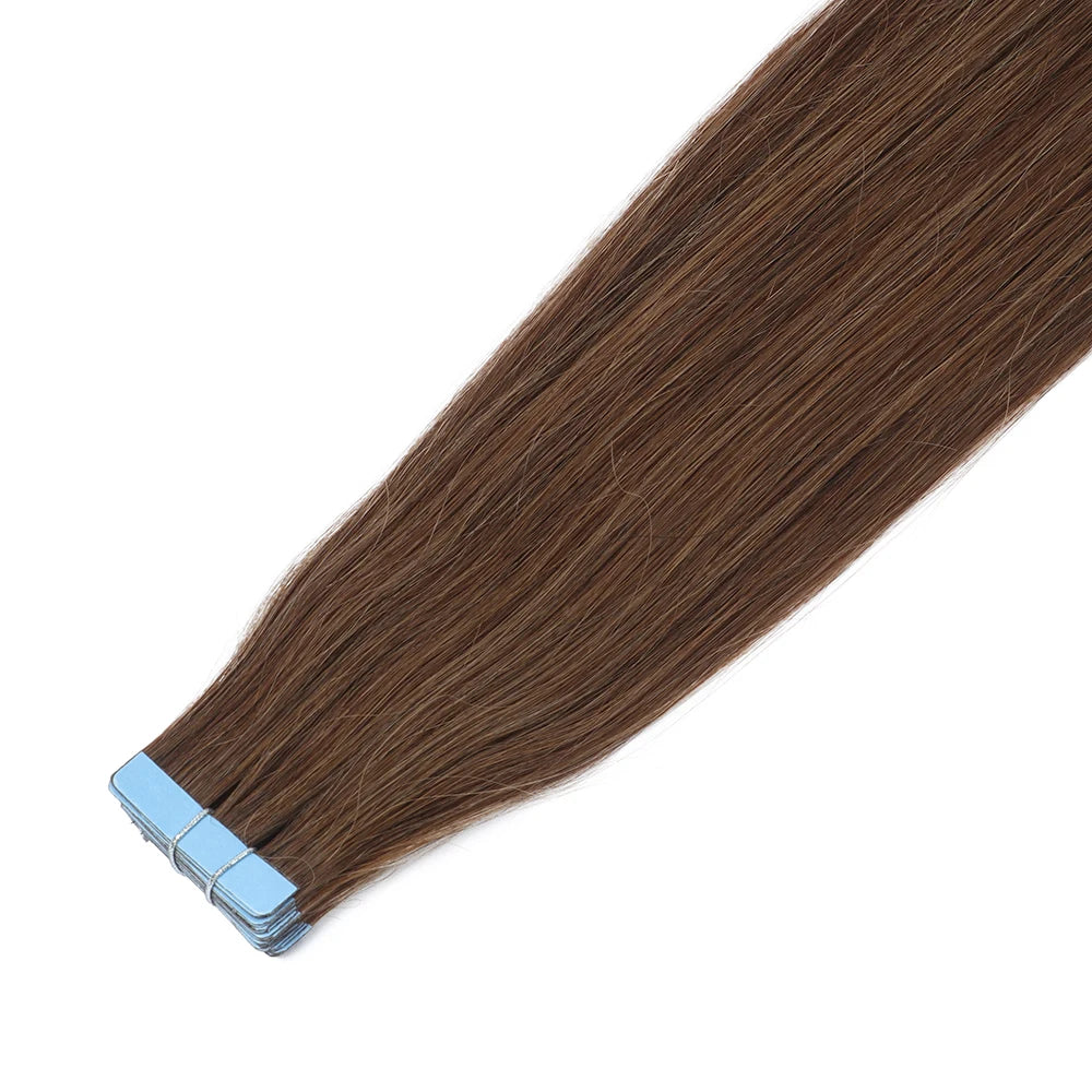 Tape in Human Hair Extensions Brown Seamless Tape in Hair Extensions Skin Weft PU Tape On Hair 12"-24" Machine Remy Tape ins