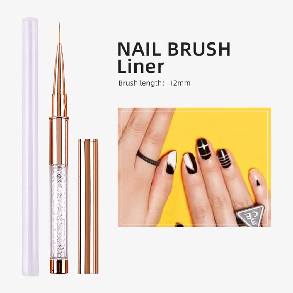 Nail Art Acrylic Liquid Powder Carving UV Gel Extension Builder Painting Brush Lines Liner Drawing Pen Manicure Tool Born Pretty