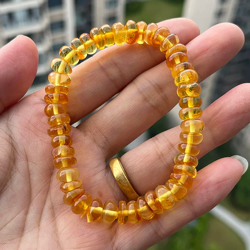 Baltic Plant Amber Bracelet for Women Gift Unique Handmade Irregular Golden Beads New Natural Stone Jewelry Supplier Wholesale