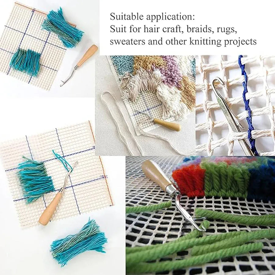 9 Pcs Bent Latch Hook Set Crochet Needle Dreadlocks Tool Knitting Crochet Hooks Hair Extensions Tool for Braiding