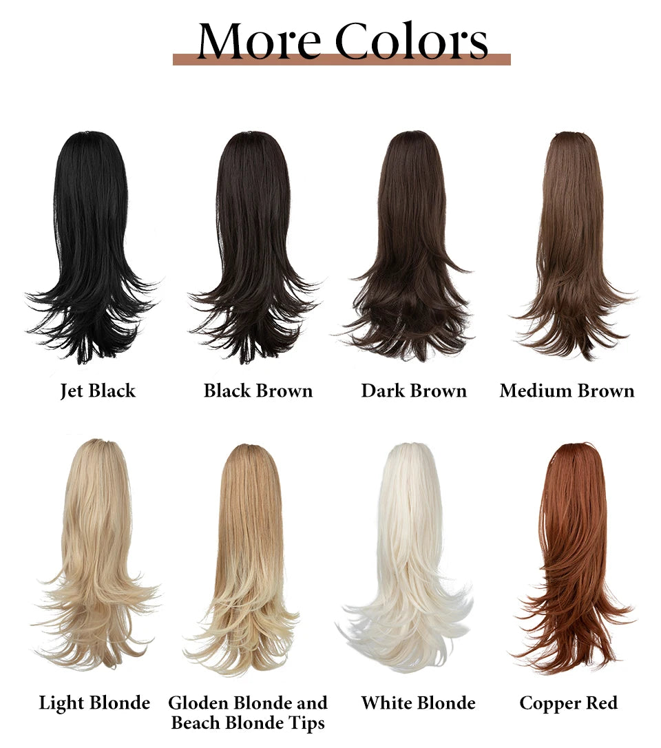 SARLA Claw Clip Ponytail Extension - Long Silky Straight Synthetic Hair