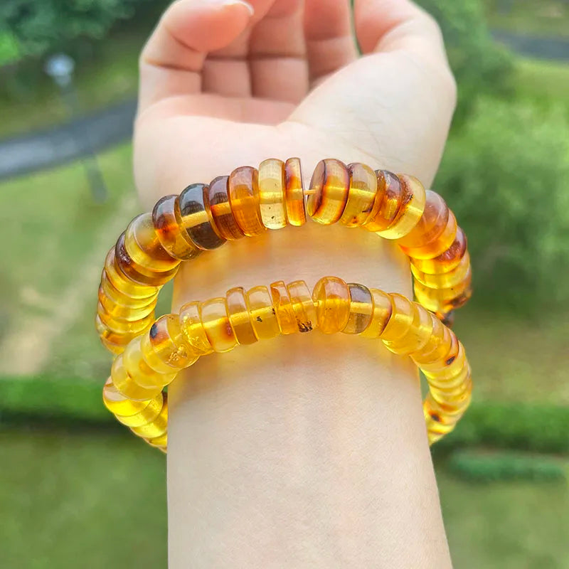 Baltic Plant Amber Bracelet for Women Gift Unique Handmade Irregular Golden Beads New Natural Stone Jewelry Supplier Wholesale