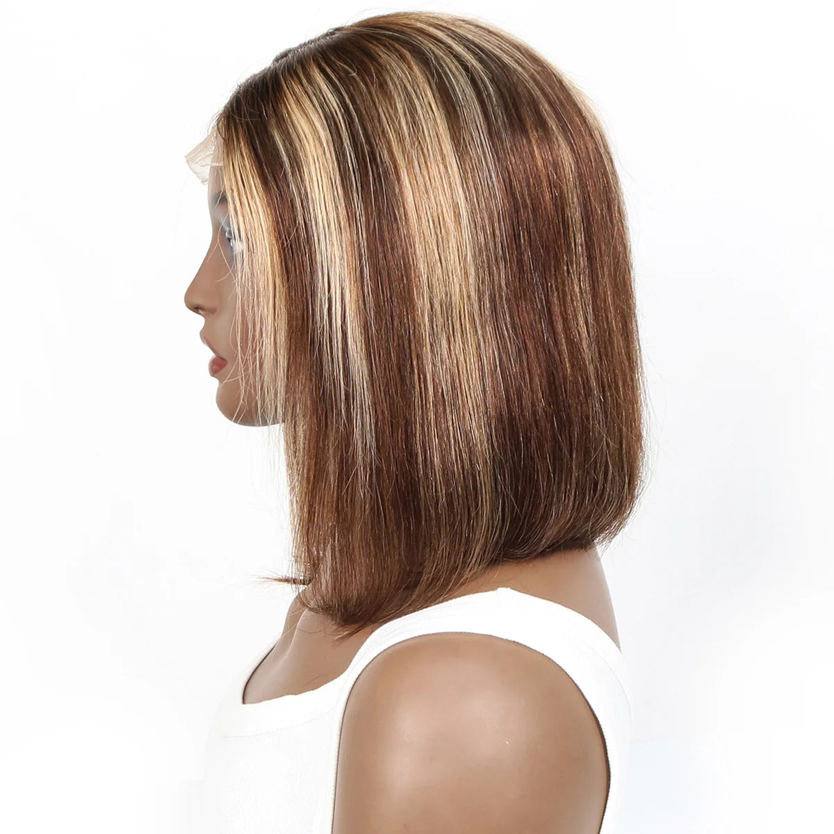 Brazilian 4x4 Lace Closure Wig Highlight Colored Human Hair Wigs Highlight Brown Bob Wigs Straight Remy Hair 180 Density On Sale