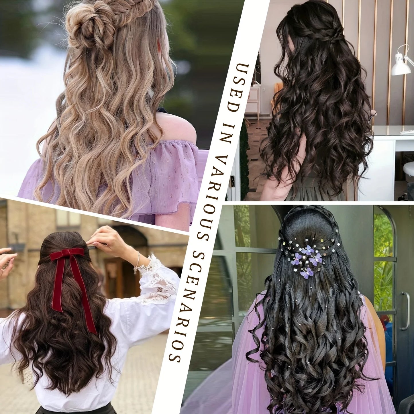 4PCS Clip-In Hair Extensions 20 Inch - Bouncy Wavy Dark Brown Hairpiece