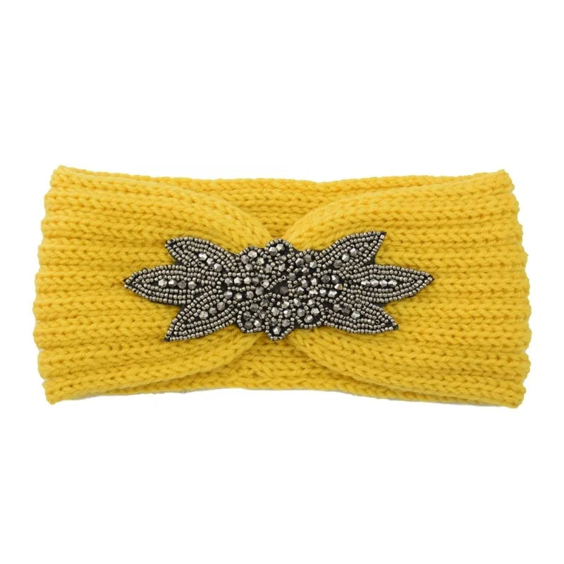 Knitted Rhinestone Butterfly Headband - Fashionable Hair Accessory