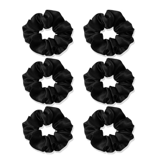 Pure black satin large intestine headband with rubber band headband and spring hair accessory,Special for real hair wigs