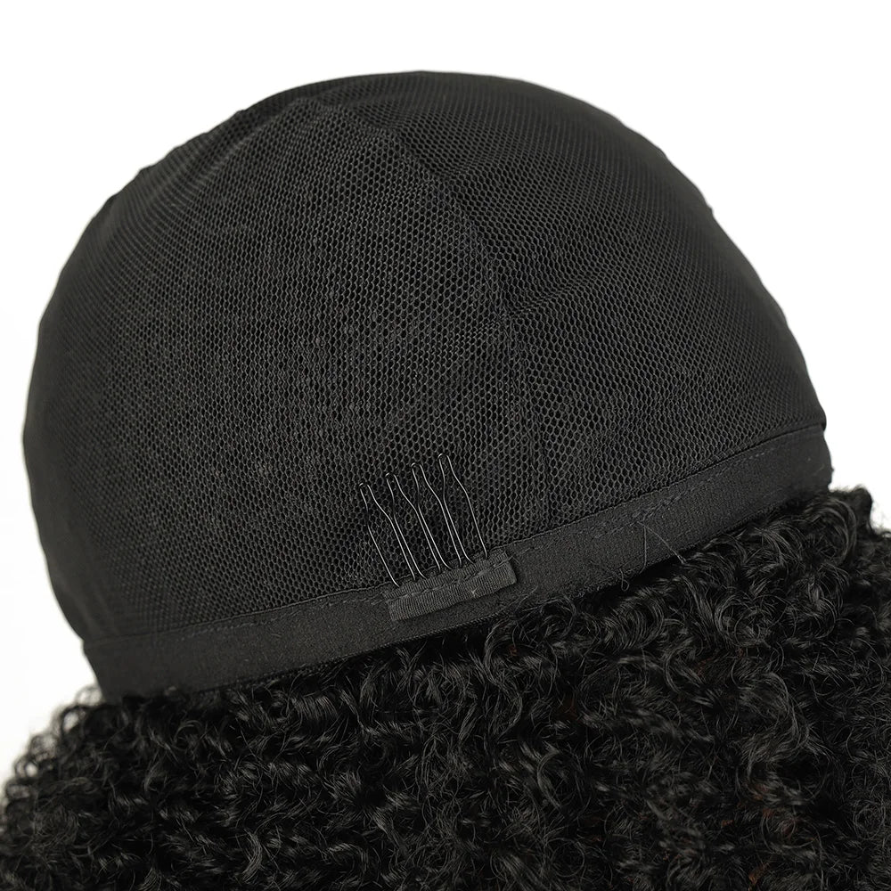 Short Afro Curly Wig with Bangs - Synthetic Natural Curly for Women