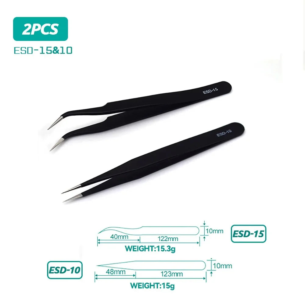 Nails Art Stainless Steel Curved Straight Black Tweezer for 3D Sticker Rhinestones Nipper Picking manicure Tools Sequins Bead
