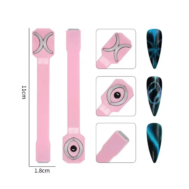 1Pcs 3-In-1 Heart Shape Cat Eye Nail Art Magnet Double Line Moon Snake Pattern French Nail Magnetic Pen Gel Polish Manicure Tool