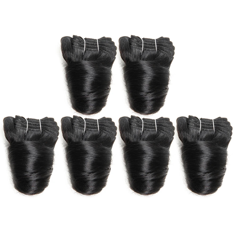 Short Hair Bundles Brazilian Hair Weave Bundles 6 Pcs/Lot Funmi Curly 8-12 Inch Bouncy Curly Hair Extensions For Black Women