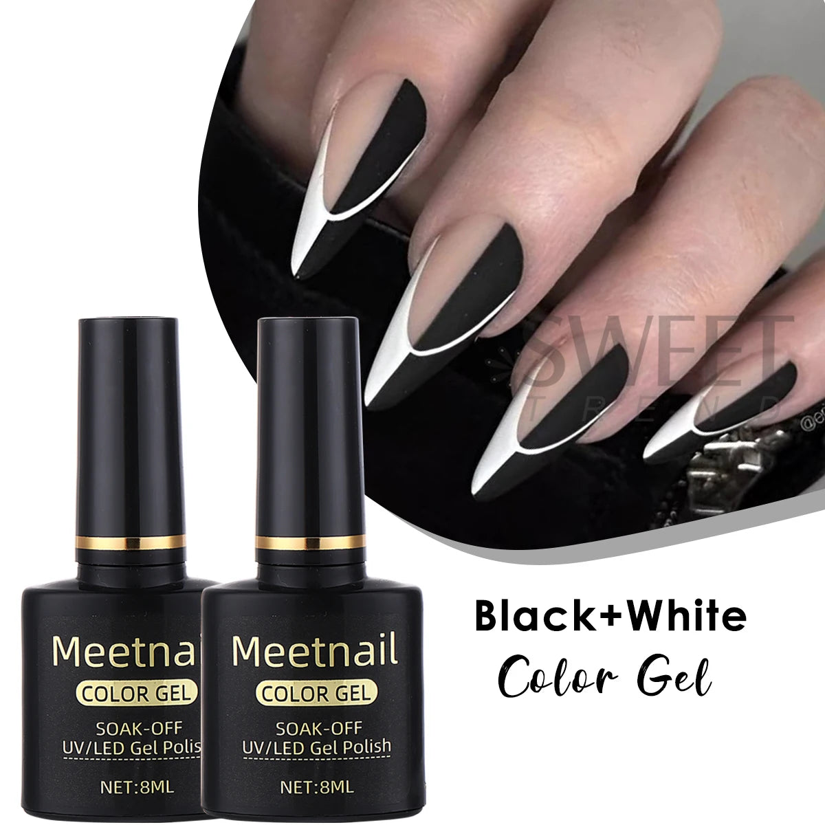 2Pcs Black White Nail Gel Polish Set 8Ml Semi Permanent Soak Off UV LED Varnish Manicure Tools Design DIY Charm Manicure Lacquer