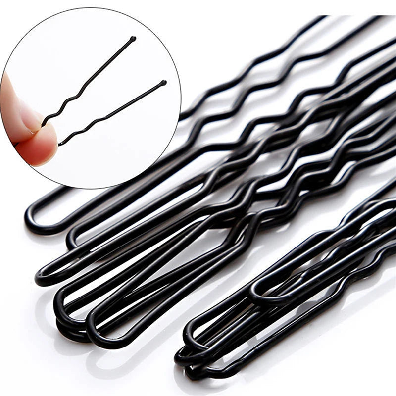 50Pcs 5/6/7cm Hairpins Black Color U Shaped Alloy Waved Hair Clip For Women Bridal Hairstyle Body Pin Girls Styling Accessories