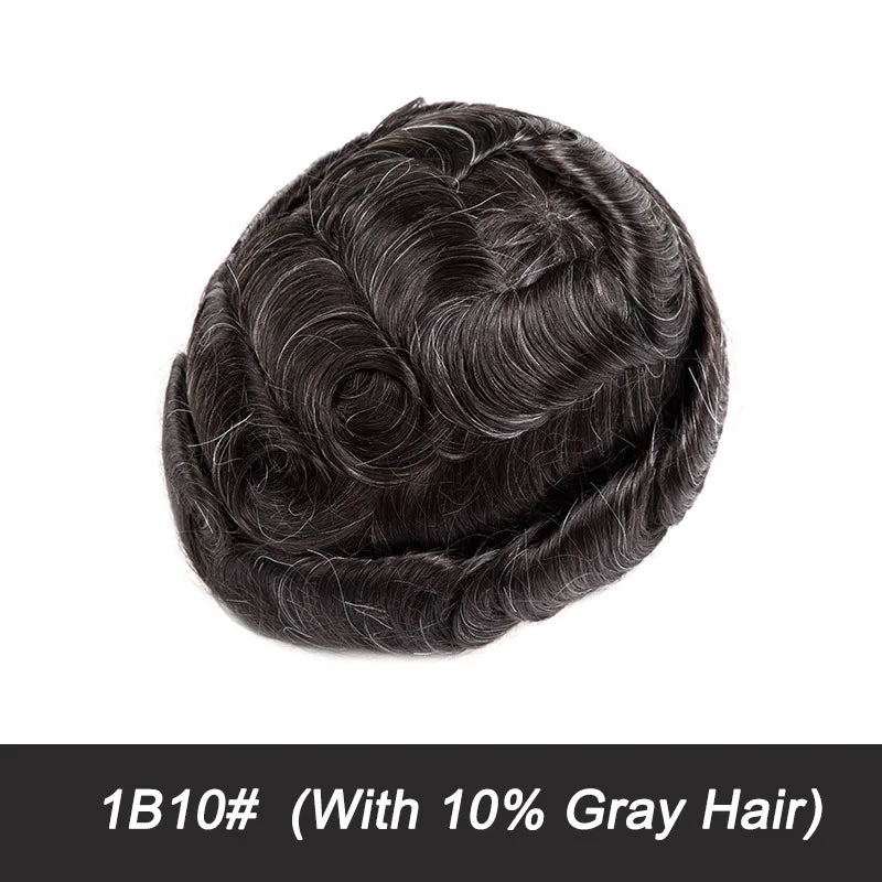 Full Swiss Lace Toupee Ultra Delicate AIR-Lace Male Hair Prosthesis Breathable 100% Natural Human Hair System Unit Mens Wig