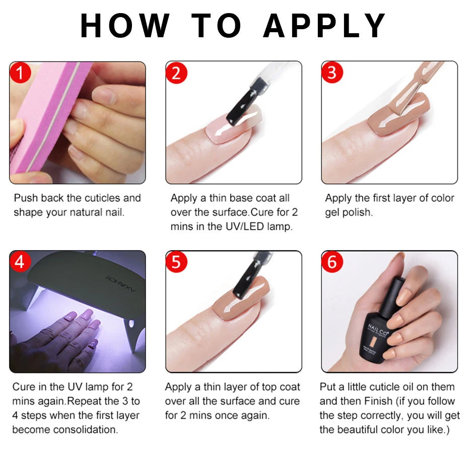 NAILCO 283Colors Gel Nail Polish Top Base Vernis Semi Permanent UV Gel Varnish Nails Art Varnish Hybrid Manicure