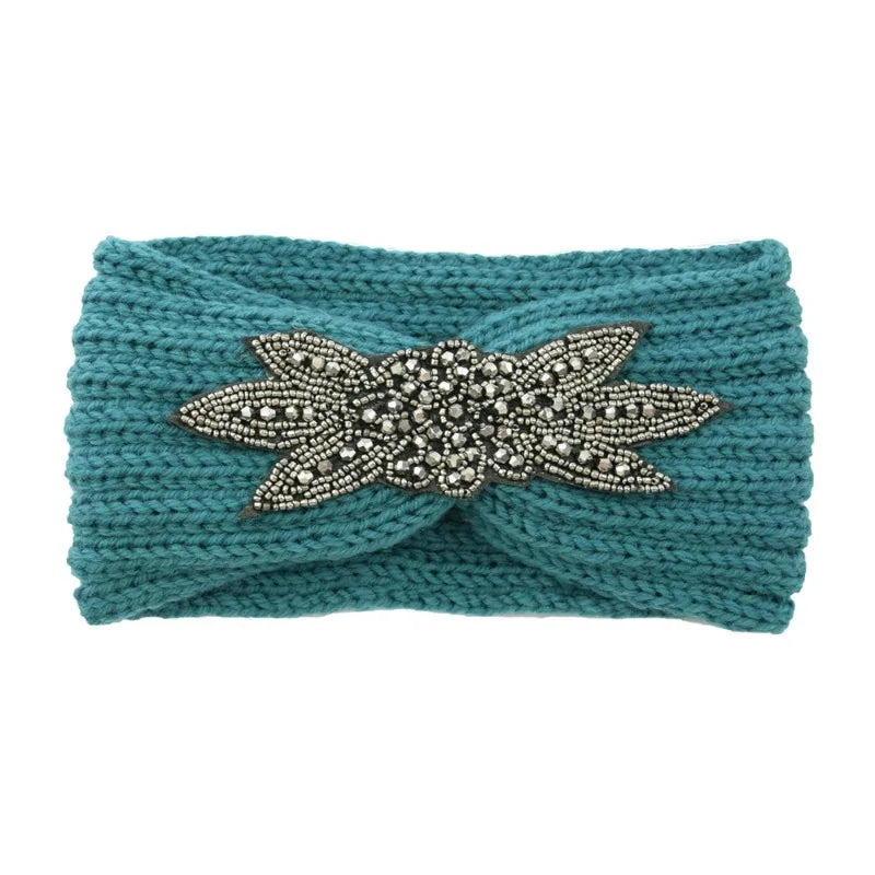 Knitted Rhinestone Butterfly Headband - Fashionable Hair Accessory