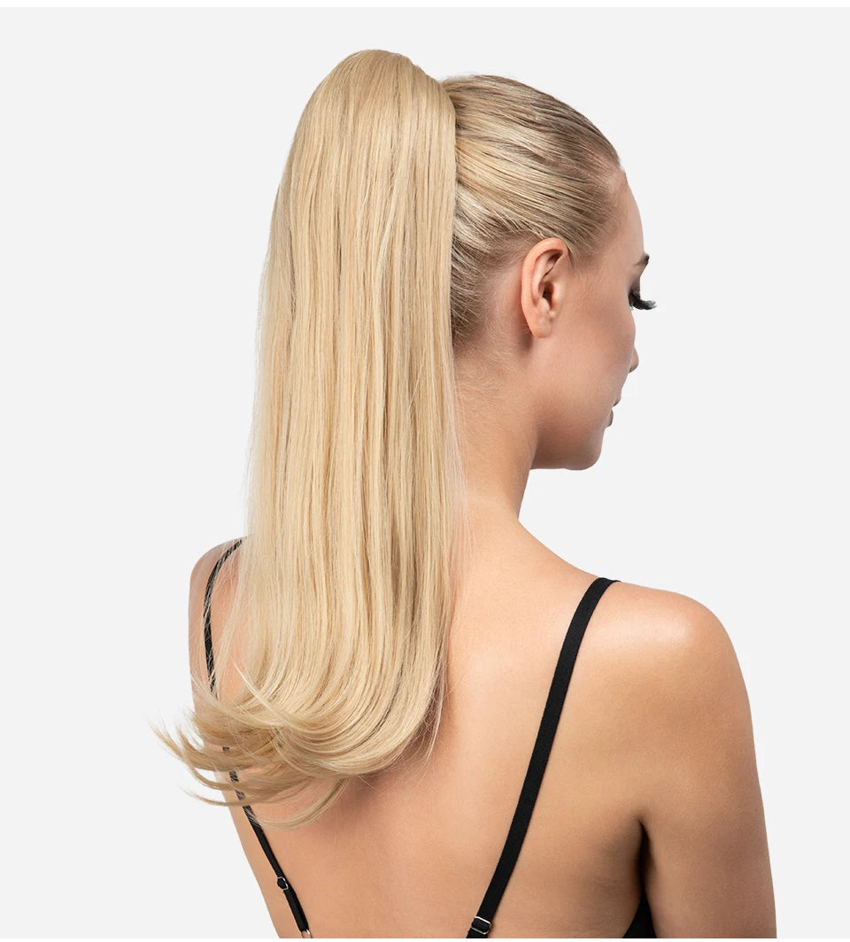 SARLA Claw Clip Ponytail Extension - Long Silky Straight Synthetic Hair