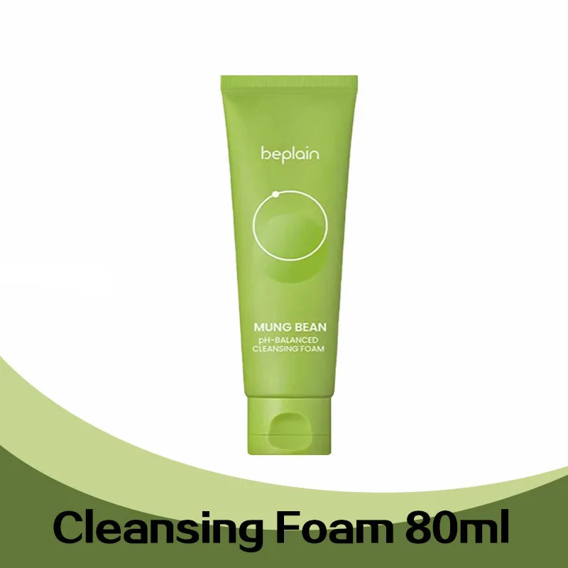 Brand New Beplain Green Bean Sensitive Skin Gentle Facial Cleanser+Mud Mask+Makeup Removal Oil Care Set