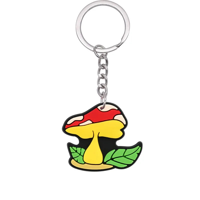 New Arrival 1/21Pcs Various Mushroom Silicone Key Chain Adult Keyring Agaric Car Key Pendant Decorations