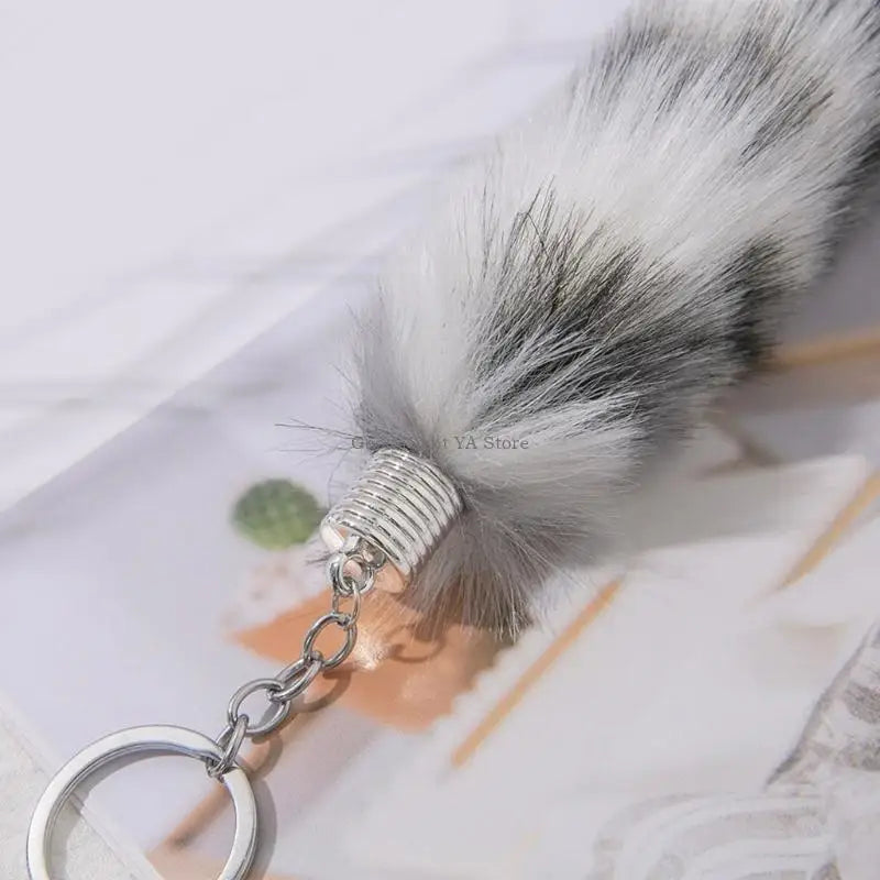 Plush Tail Charm Keychain Animal Tail Pendant Keychain Holder