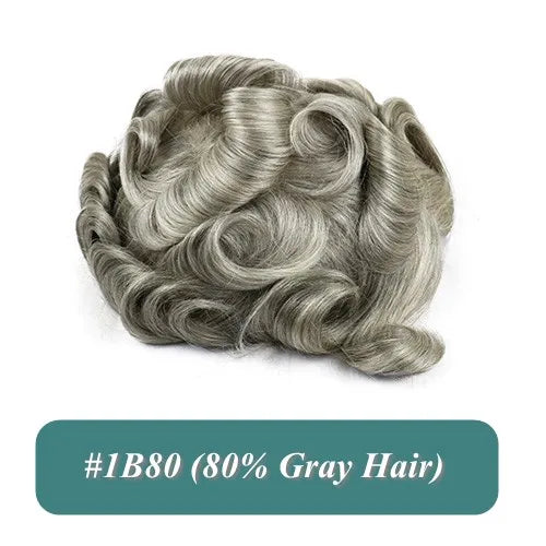 Men's Hair Replacement System - 30mm Wave Toupee with Skin Base