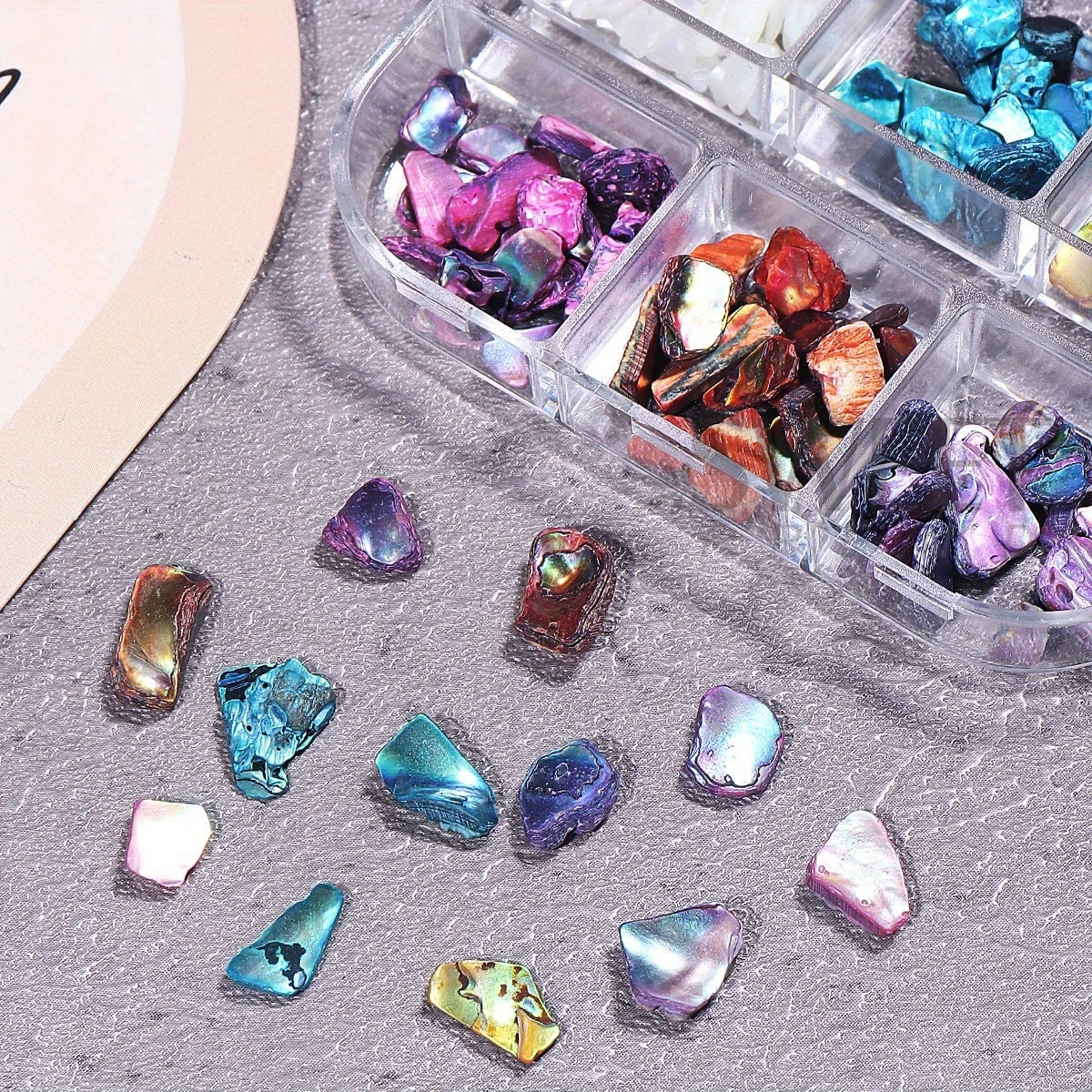 6Grids Natural Abalone Stone Nail Decoration Aurora Shell Pearl Effect Irregular Gemstone Luxury Retro Style Jewelry Accessories
