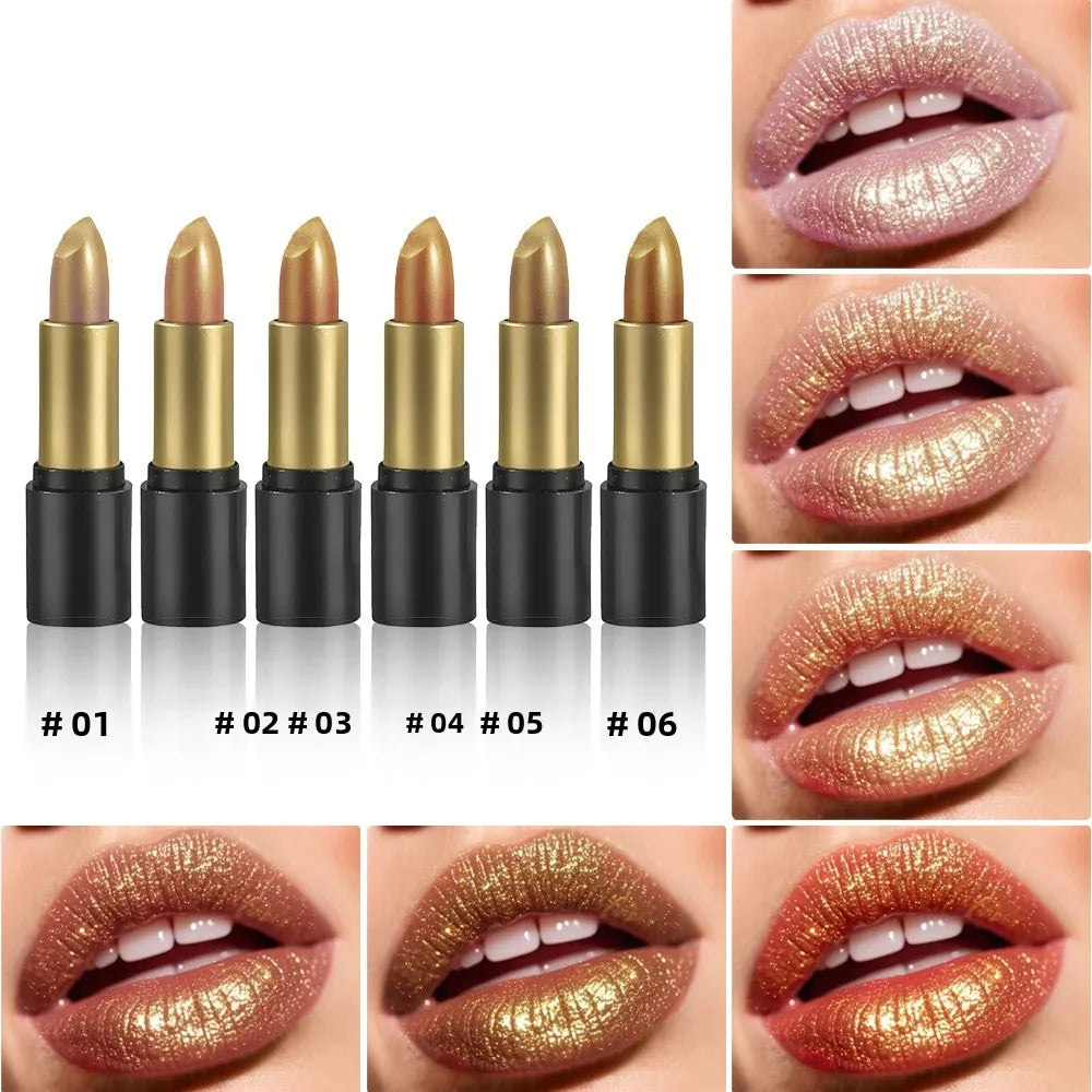 Shimmer Lipstick Moisturizing Long Lasting Waterproof Non Transfer Pearlescent Glossy Lip Gloss