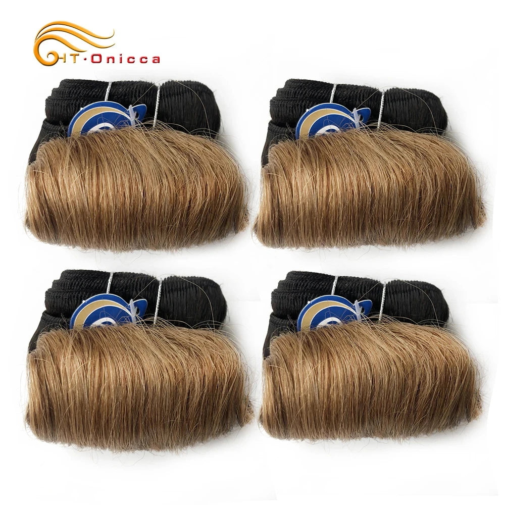 4Pcs/Lot Blonde Curly Bundles 100% Human Hair Ombre Color 1B 27 30 99J Brazilian Remy Hair Weave Bundles Human Hair Extension