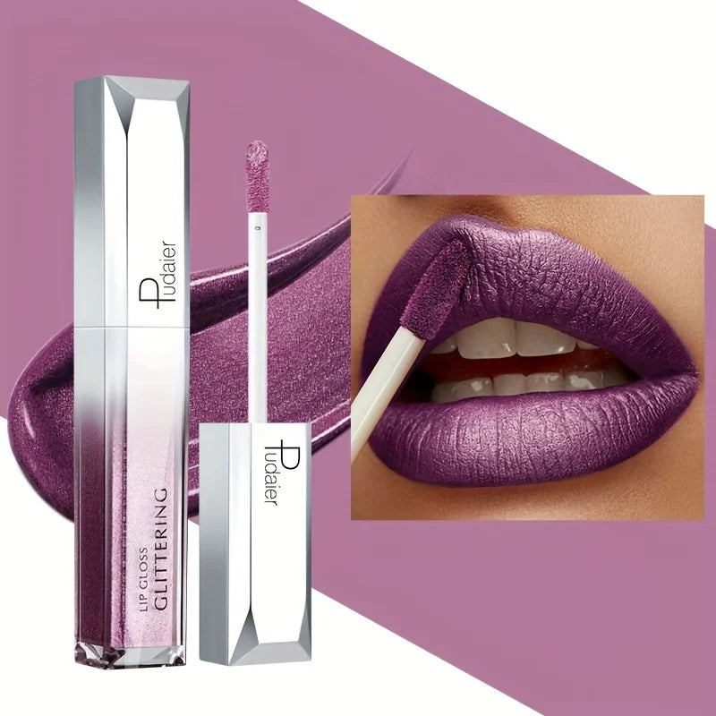 Sparkling Metallic Lip Gloss, Waterproof & Long-Lasting, Matte Lipstick Set, Non-Sticky, Party/Festival Makeup