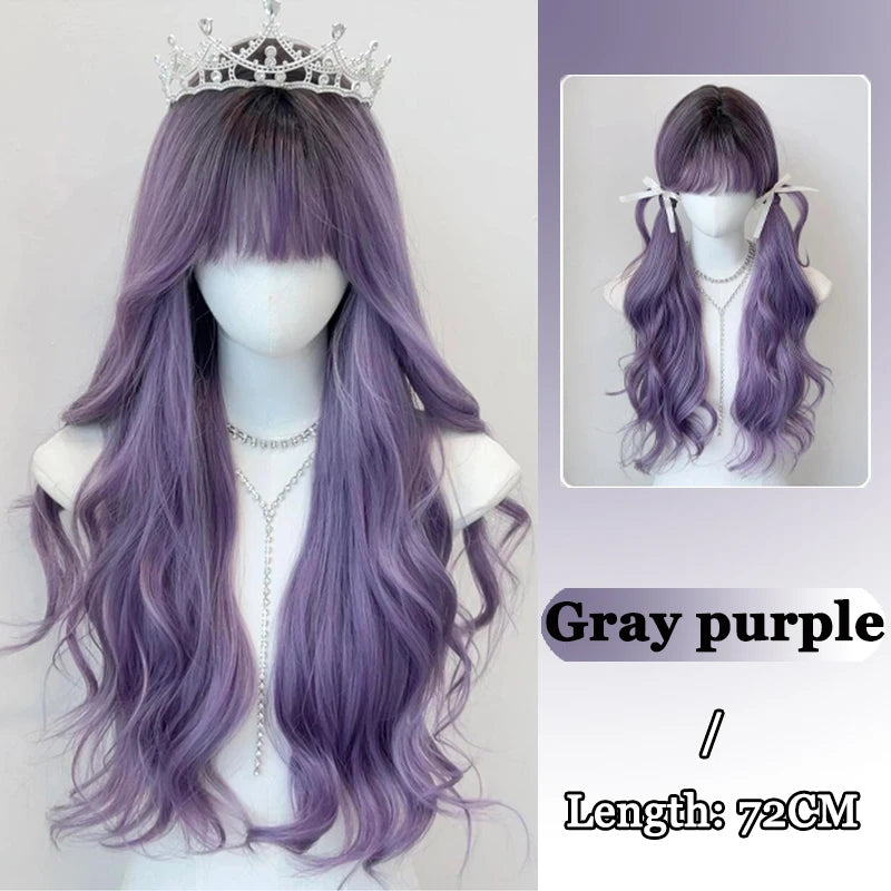 Platinum Blue Gradient Long Curly Wig - Heat Resistant Synthetic Cosplay