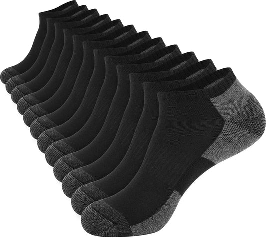 12 Pack Mens Cushioned Ankle Socks, Low Cut Breathable Casual Spring, summer, autumn Socks
