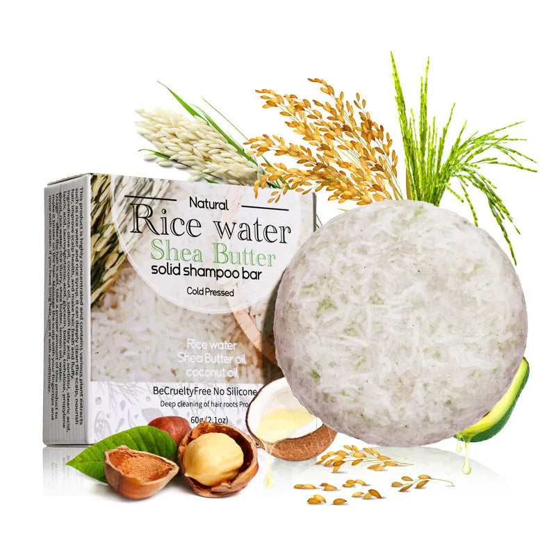 XF 60g Rice Shampoo Bar 100% Natural Organic Solid Soap for Hair Care Anti-Hair Loss and Repair Damaged Hair