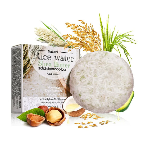 XF 60g Rice Shampoo Bar 100% Natural Organic Solid Soap for Hair Care Anti-Hair Loss and Repair Damaged Hair