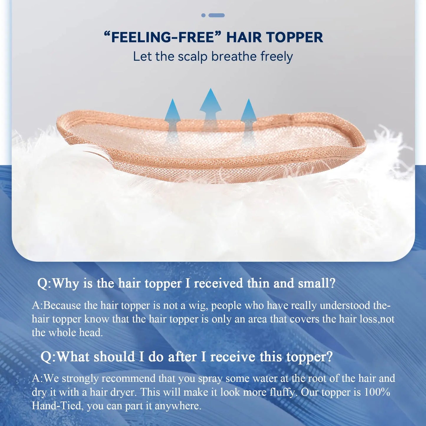 Women Human Hair Toppers Middle Part Ombre Light Brown Blonde Human Toupee Hair Pieces with Thinning Hair Base Clip in Toppers