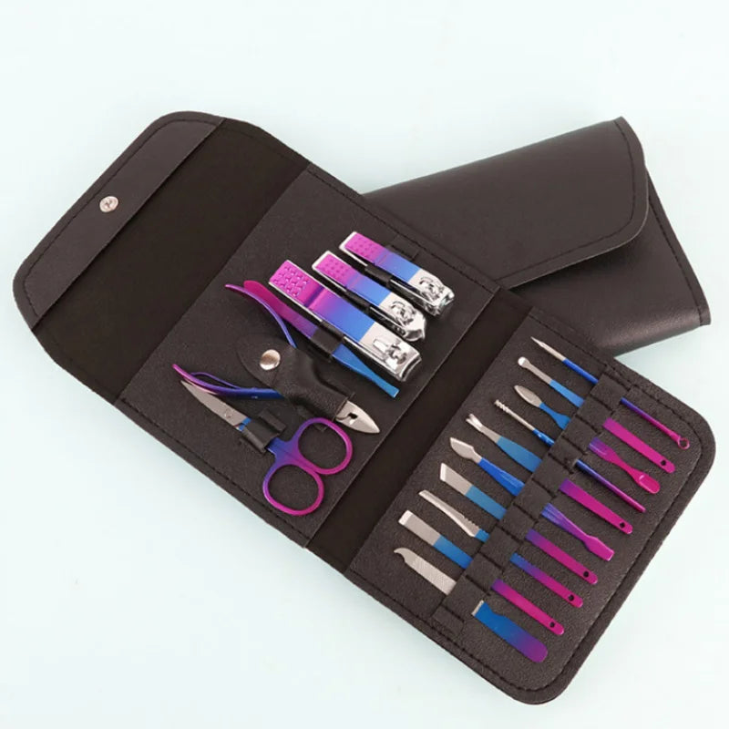 15pcs Nail Tool Set, Stainless Steel Gradient Professional Foot Repair Kit, Nail Scissors Beauty Kit