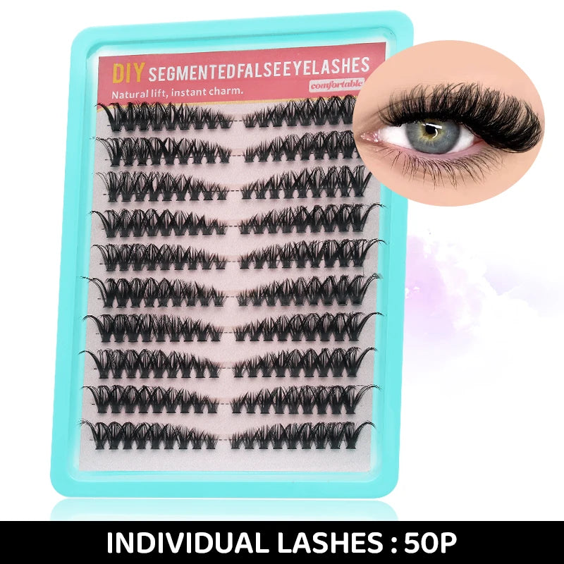 DINGSEN Eyelashes Cluster Soft Individual Lashes Eyelashes Extensions Volume DIY Eyelashes Kit Thick Cluster Eyelash Makeup
