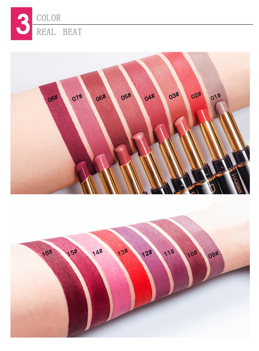 Pudaier Makeup 2 in 1 Matte Lipstick & Lip Liner Nude Lip Stick Pencil Make up Cosmetics Lip Balm Matt Cream Lipbalm Lipliner