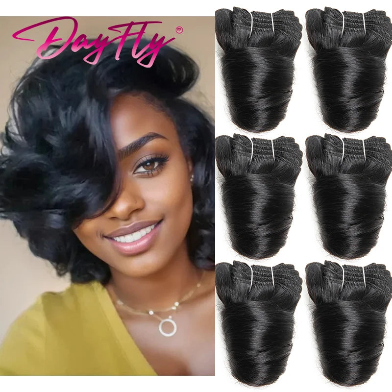 Short Hair Bundles Brazilian Hair Weave Bundles 6 Pcs/Lot Funmi Curly 8-12 Inch Bouncy Curly Hair Extensions For Black Women