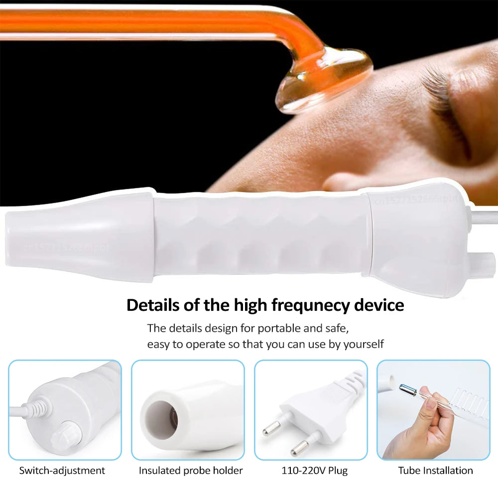 Portable High Frequency Facial Machine Skin Therapy for Face Acne Massage Skin Rejuvenation Tightening Wrinkle Reducing Tool