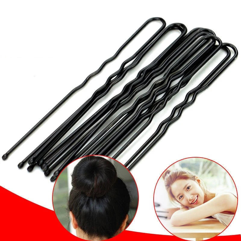 50Pcs 5/6/7cm Hairpins Black Color U Shaped Alloy Waved Hair Clip For Women Bridal Hairstyle Body Pin Girls Styling Accessories