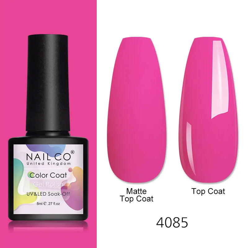 NAILCO 8ml Pink Red Colors Gel Nail Polish Nail Art Varnishes Gel Lacquer Coat LED Nails Manicure Design UV Gel Varnish Soak Off
